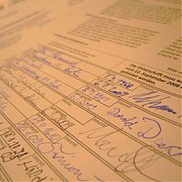 Ein »korrekt« ausgefüllter Unterschriftenbogen für »Pro Reli«