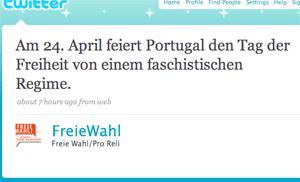»Pro Reli«-Tweet vom 19.3.2008 zu Portugal
